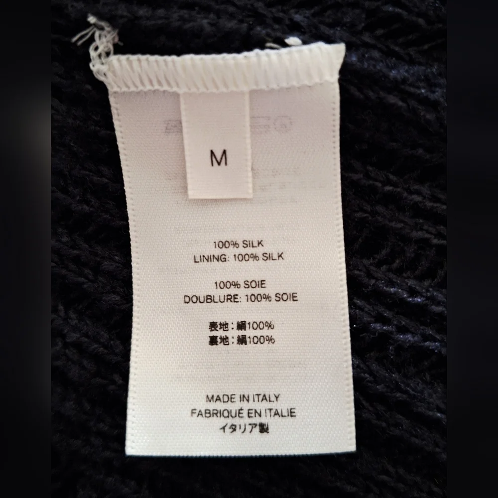 THE ROW Cutro Open Knit Silk Sleeveless Maxi Dress Midnight Blue M Org $2,550 - Picture 9 of 16